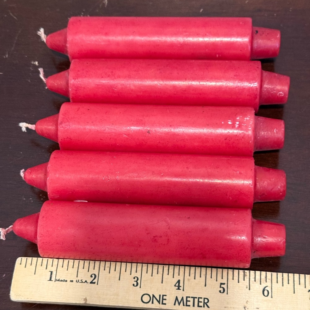 red candles Partylite Christmas VTG holidays hand dip lot Of 5 New No Box